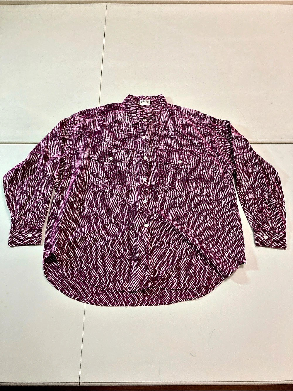 ESPRIT Polka Dot Cotton Button Down Shirt Size Large